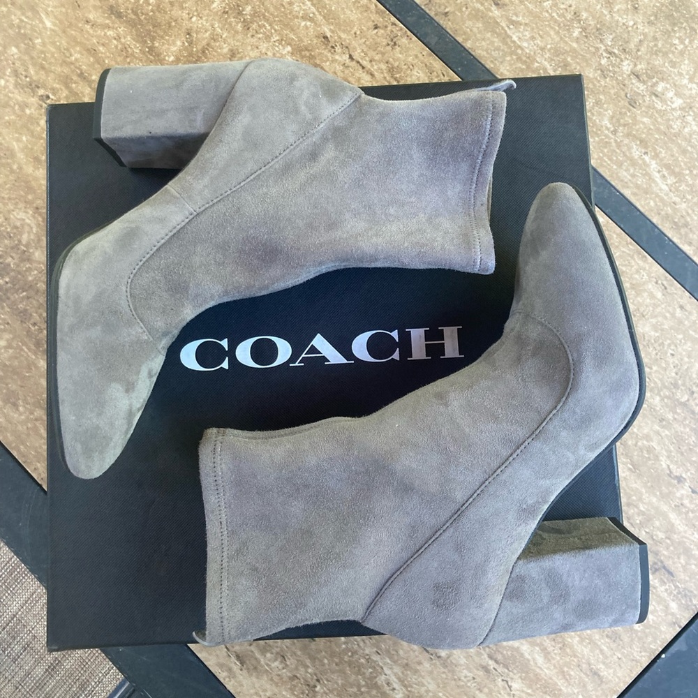 Gray suede ankle boots